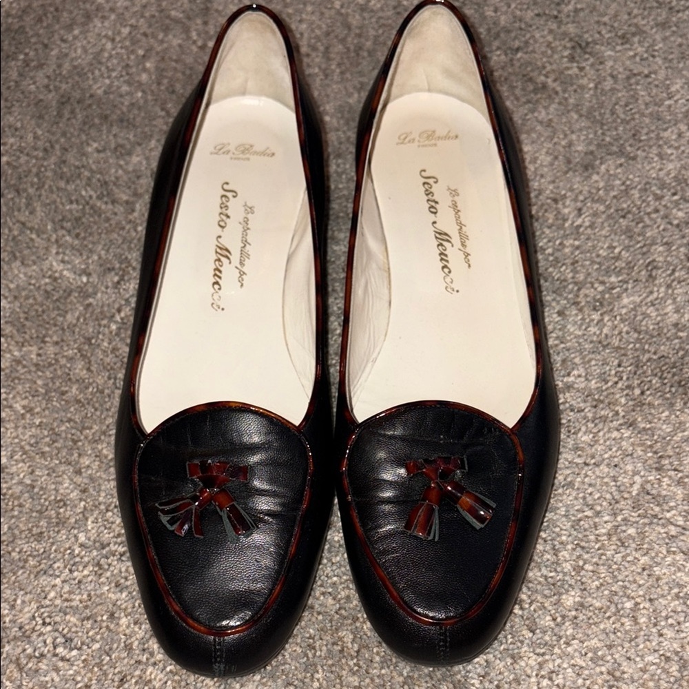 Sesto Meucci Black Leather Loafers